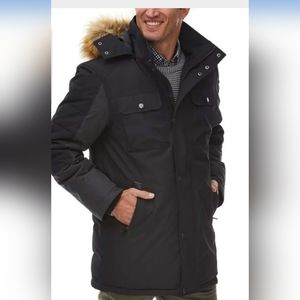 Rainforest men's Large and Medium available, outwear faux fur coat...midnight